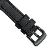 20mm Black Carbon Fiber Leather with Black PVD-plated Panerai Style Buckle 7.75 inch Watch Band