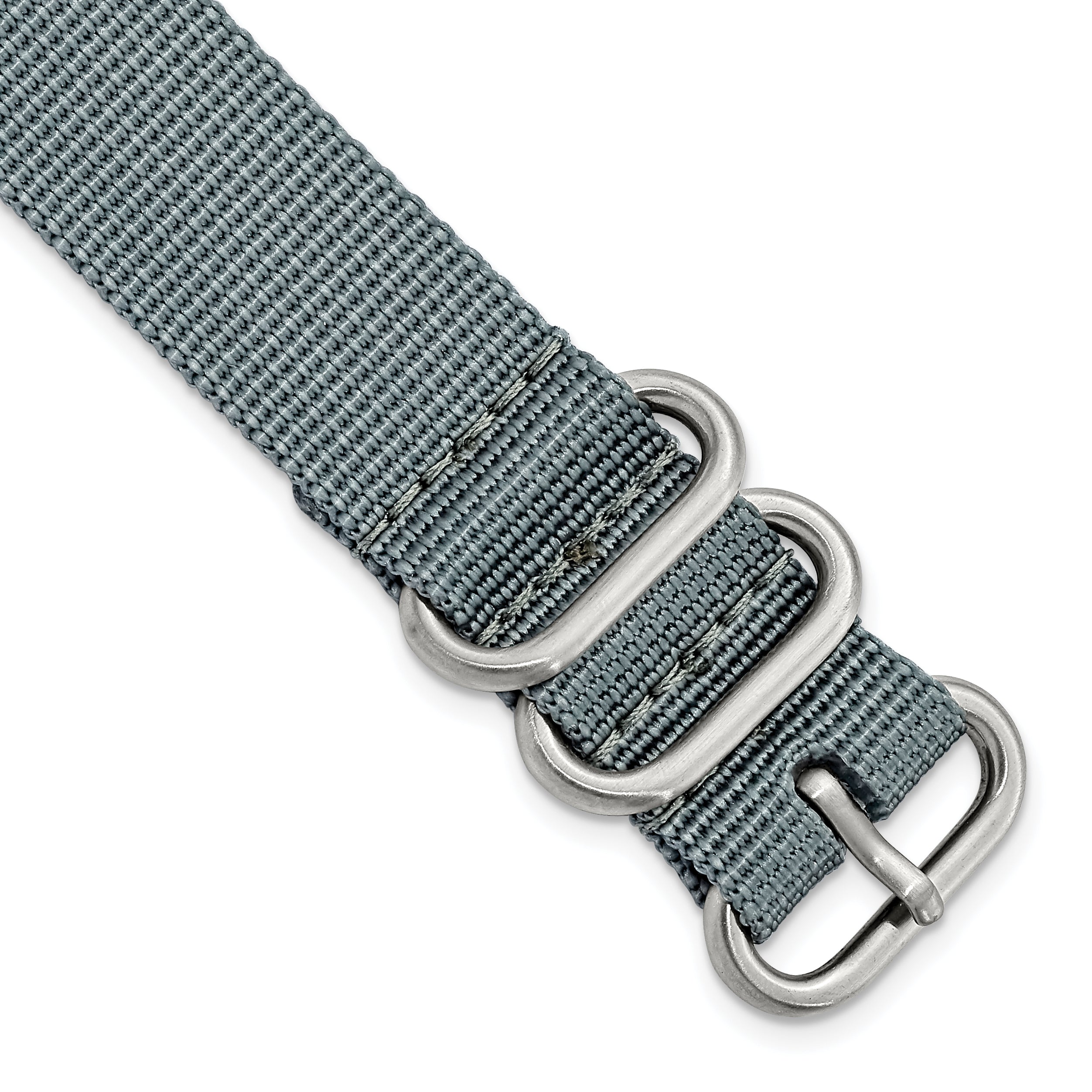 20mm One-Piece Grey Military Ballistic G10 Nylon with Brushed Stainless Steel Buckle 10.75 inch Watch Band