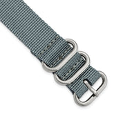 20mm One-Piece Grey Military Ballistic G10 Nylon with Brushed Stainless Steel Buckle 10.75 inch Watch Band