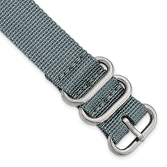 20mm One-Piece Grey Military Ballistic G10 Nylon with Brushed Stainless Steel Buckle 10.75 inch Watch Band