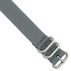 20mm One-Piece Grey Military Ballistic G10 Nylon with Brushed Stainless Steel Buckle 10.75 inch Watch Band