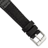 18mm Black Nylon Canvas with Leather Trim and Silver-tone Panerai Style Buckle 7.75 inch Watch Band