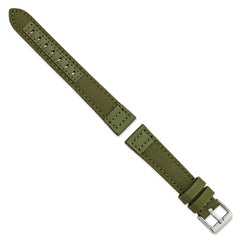 18mm Olive Nylon Canvas with Leather Trim and Silver-tone Panerai Style Buckle 7.75 inch Watch Band