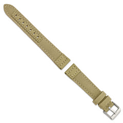 18mm Beige Nylon Canvas with Leather Trim and Silver-tone Panerai Style Buckle 7.75 inch Watch Band