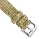 18mm Beige Nylon Canvas with Leather Trim and Silver-tone Panerai Style Buckle 7.75 inch Watch Band