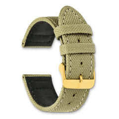 18mm Beige Nylon Canvas with Black Leather Lining and Gold-tone Buckle 7.75 inch Watch Band