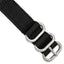 Black Ballistic Nylon Watch Band in Brushed Stainless Steel, 18mm - Sophia Jewelers