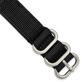 18mm Two-Piece Black Ballistic Nylon with Brushed Stainless Steel Buckle and Quick Release Spring Bars 8.5 inch Watch Band