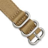 18mm Two-Piece Khaki Brown Ballistic Nylon with Brushed Stainless Steel Buckle and Quick Release Spring Bars 8.5 inch Watch Band