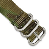 20mm Two-Piece Green Camo Ballistic Nylon with Brushed Stainless Steel Buckle 8.5 inch Watch Band