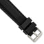 20mm Black Smooth Silicone with Black Stitching and Silver-tone Buckle 8 inch Watch Band