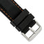 Smooth Silicone Watch Band in Black with Orange Stitching, 20mm