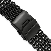 20mm Matte Black PVD-plated Stainless Shark Mesh with Divers Clasp 7 inch Watch Strap