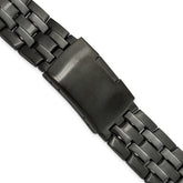 18mm Satin and Polished Black PVD-plated Stainless Steel Folded Link Style with Push-Button Deployment 7.75 inch Watch Band