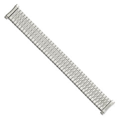 Mens 18-22mm Satin and Polished Curved-End Stainless Steel 6.75 inch Expansion Watch Band