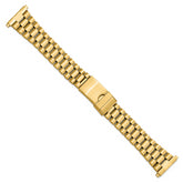 Long 22-26mm President-Style Satin and Polished Yellow IP-Plated Stainless Steel with Deployment Buckle 7 inch Watch Band