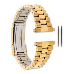 Long 22-26mm President-Style Satin and Polished Yellow IP-Plated Stainless Steel with Deployment Buckle 7 inch Watch Band