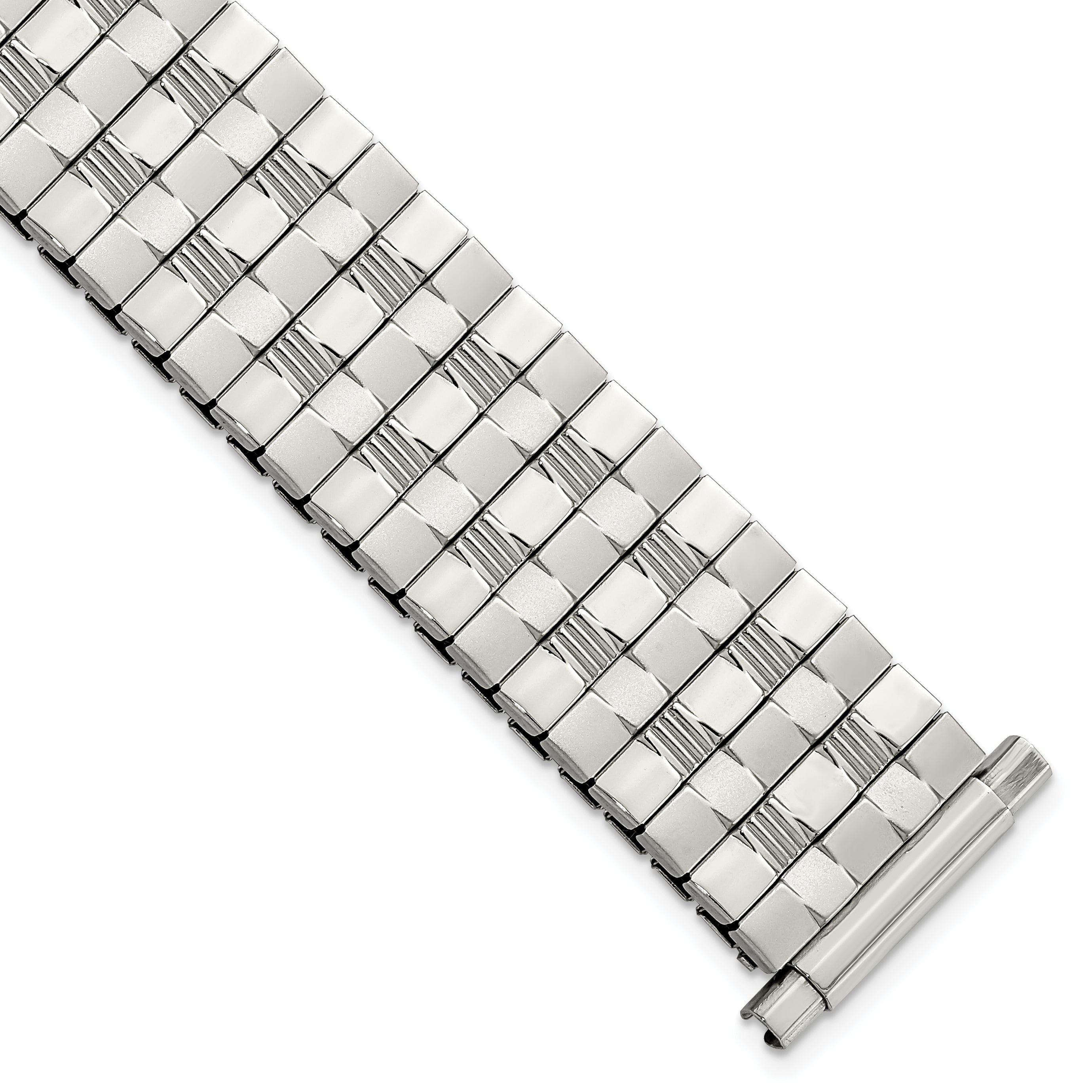 Sparkleband 16-22mm Satin and Polished Stainless Steel 7.25 inch Long Expansion Watch Band