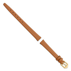 10mm Light Brown Classic Calfskin Leather with Gold-tone Aluminum Buckle 6.5 inch Watch Band