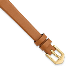 10mm Light Brown Classic Calfskin Leather with Gold-tone Aluminum Buckle 6.5 inch Watch Band