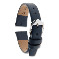 10mm Navy Blue Classic Calfskin Leather with Silver-tone Aluminum Buckle 6.6 inch Watch Band