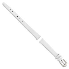 10mm White Classic Calfskin Leather with Silver-tone Aluminum Buckle 6.6 inch Watch Band