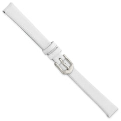 10mm White Classic Calfskin Leather with Silver-tone Aluminum Buckle 6.6 inch Watch Band