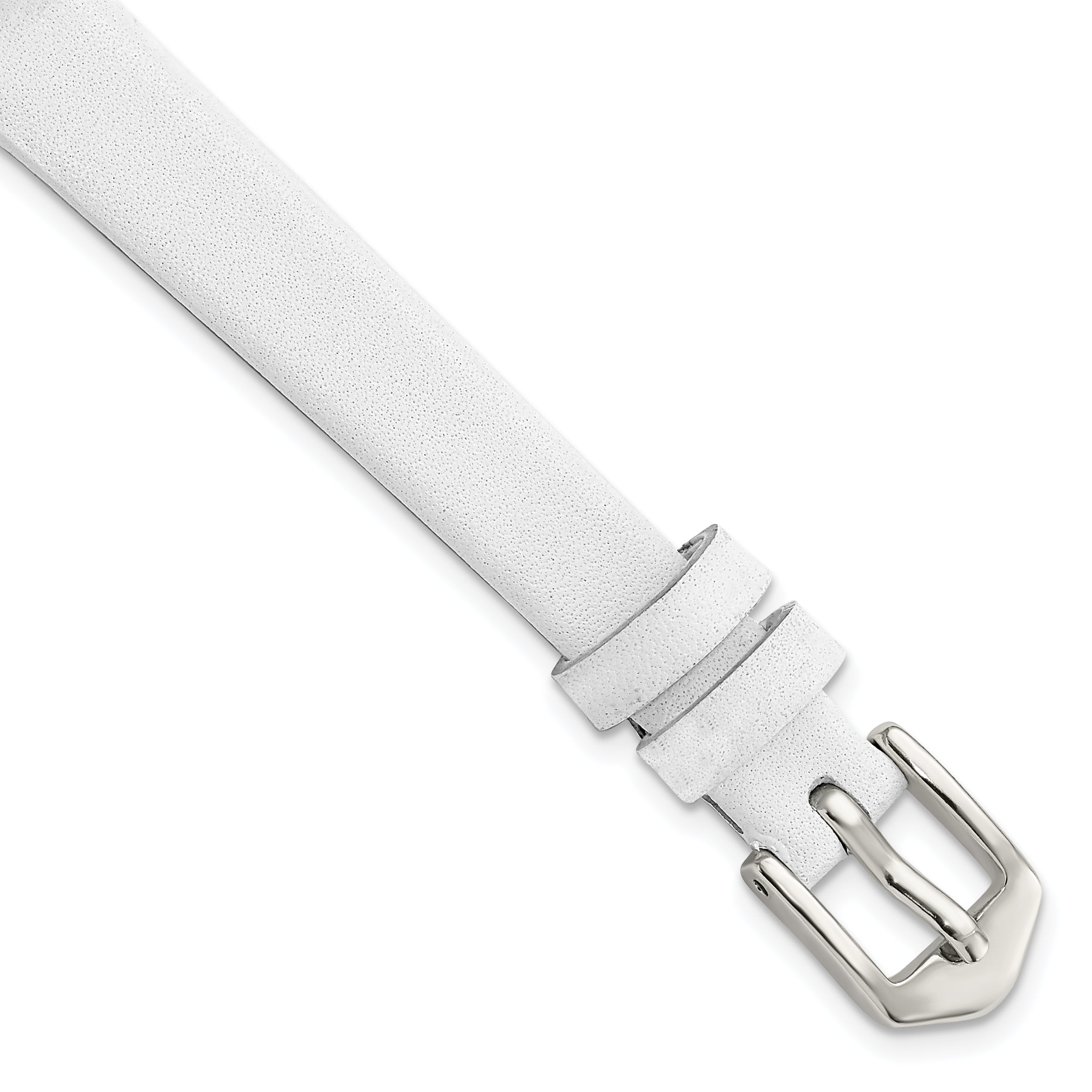 10mm White Classic Calfskin Leather with Silver-tone Aluminum Buckle 6.6 inch Watch Band