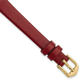 10mm Dark Red Classic Calfskin Leather with Gold-tone Aluminum Buckle 6.6 inch Watch Band