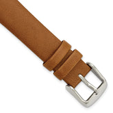 16mm Light Brown Padded No-Stitch Calfskin Leather with Stainless Steel Buckle 7.5 inch Watch Band