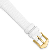 13mm White Flat Lizard Grain Calfskin Leather with Gold-tone Aluminum Buckle 6.75 inch Watch Band