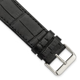 for Apple 42/44mm Smart Watch Extra-Long Black Gator Grain Calfskin Leather with Black Adapters and Stainless Steel Buckle 8.25 inch Watch Band