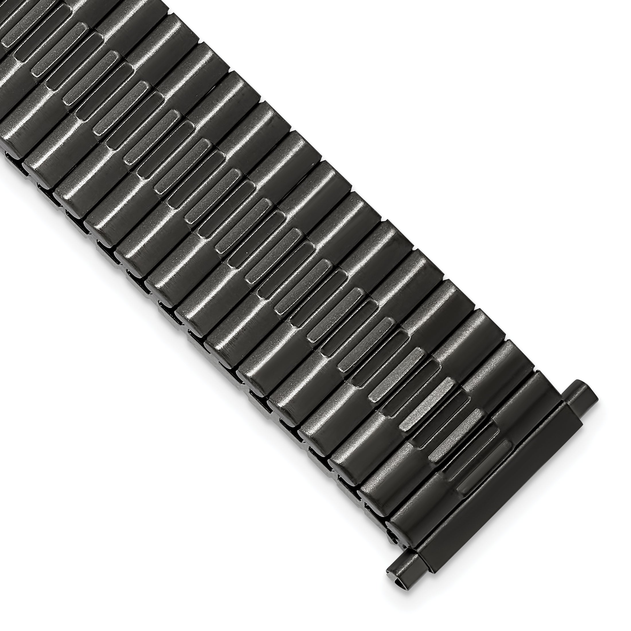 Mens Long 20-24mm Gun Metal IP-plated Stainless Steel 7.5 inch Expansion Watch Band