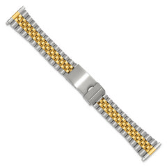 Mens 18-22mm Long Jubilee-Style Satin and Polished Two-tone IP-plated Stainless Steel with Deployment Buckle 7 inch Watch Band
