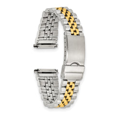 Mens 18-22mm Long Jubilee-Style Satin and Polished Two-tone IP-plated Stainless Steel with Deployment Buckle 7 inch Watch Band