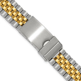 Mens 18-22mm Long Jubilee-Style Satin and Polished Two-tone IP-plated Stainless Steel with Deployment Buckle 7 inch Watch Band