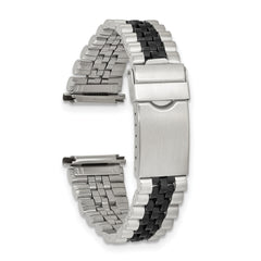 Mens 18-22mm Long Jubilee-Style Satin and Polished Black IP-plated Stainless Steel with Deployment Buckle 7 inch Watch Band