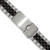 Mens 18-22mm Long Jubilee-Style Satin and Polished Black IP-plated Stainless Steel with Deployment Buckle 7 inch Watch Band