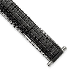 Romunda Mens 16-20mm Black and Silver-tone Stainless Steel 6.5 inch Expansion Watch Band