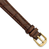 12mm Brown Matte Wild Alligator Grain Leather with Gold-tone Buckle 6.75 inch Watch Band