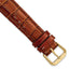 Havana Crocodile-Grain Leather Watch Band with Dark Stitching and Gold-Tone Buckle 18mm