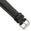 16mm Long Black Sport Leather with White Stitching and Silver-tone Buckle 8.5 inch Watch Band