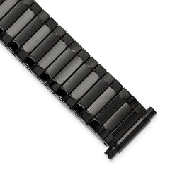 Mens Long 17-22mm Satin and Polished Black IP-plated Stainless Steel 7.25 inch Expansion Watch Band