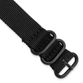 20mm One-Piece Black Military Ballistic G10 Nylon with Black PVD-plated Buckle 10.75 inch Watch Band