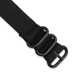 20mm One-Piece Black Military Ballistic G10 Nylon with Black PVD-plated Buckle 10.75 inch Watch Band