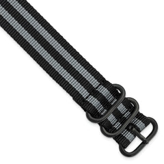 20mm One-Piece Black and Grey Military Ballistic G10 Nylon with Black PVD-plated Buckle 10.75 inch Watch Band