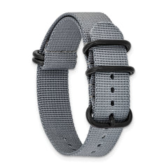 20mm One-Piece Grey Military Ballistic G10 Nylon Black PVD-plated Buckle 10.75 inch Watch Band