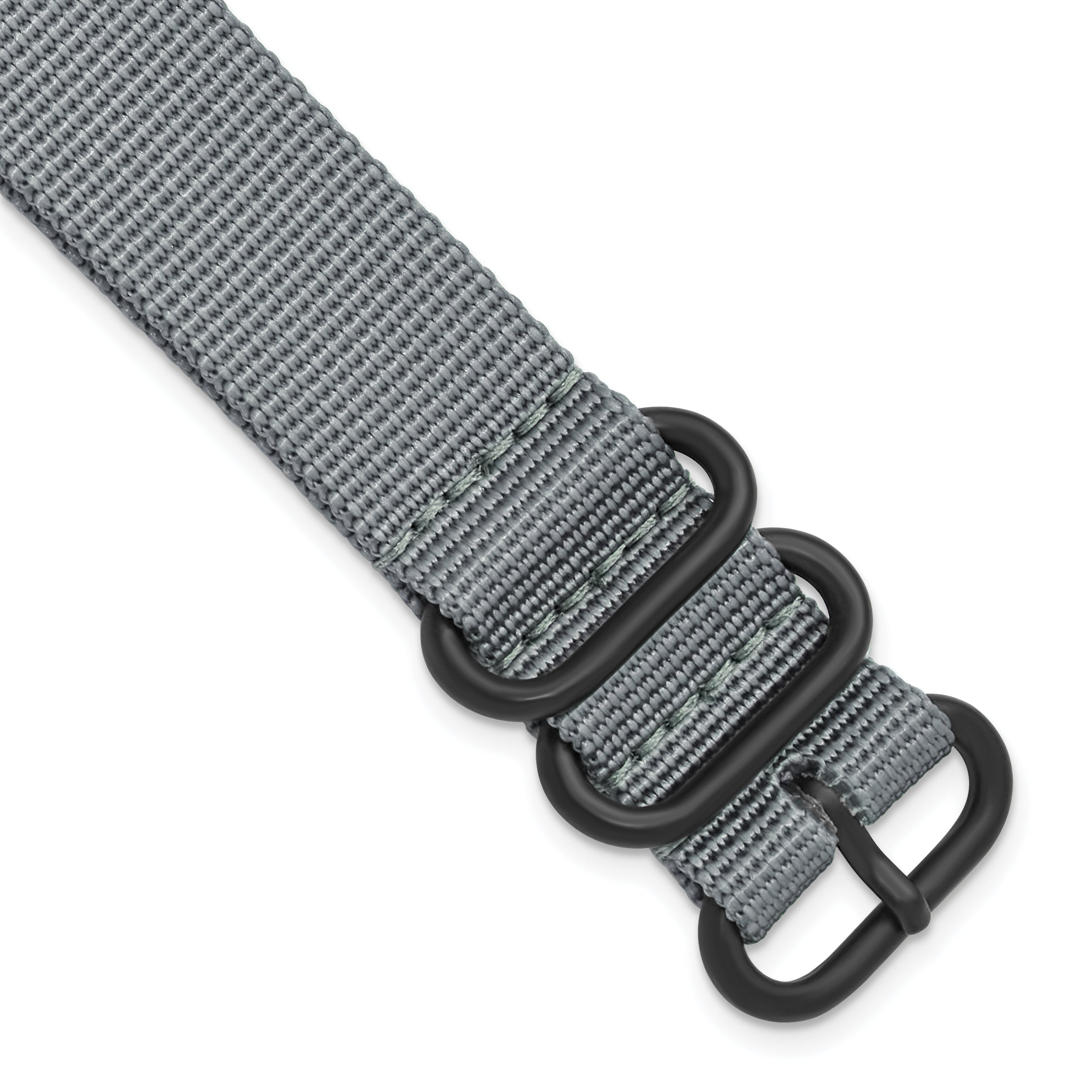 20mm One-Piece Grey Military Ballistic G10 Nylon Black PVD-plated Buckle 10.75 inch Watch Band