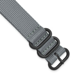 20mm One-Piece Grey Military Ballistic G10 Nylon Black PVD-plated Buckle 10.75 inch Watch Band