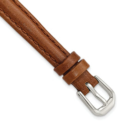 10mm Havana Smooth Leather with Silver-tone Buckle 6.75 inch Watch Band